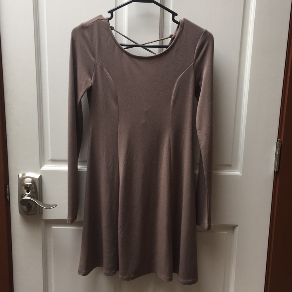 Tan dress with lace up back